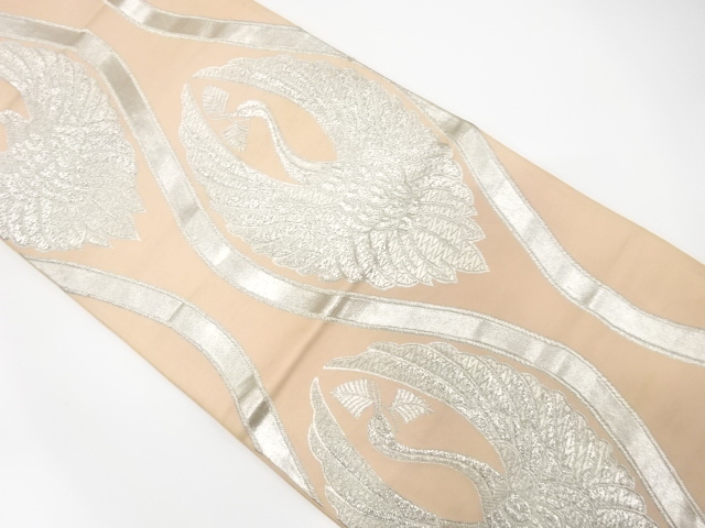 JAPANESE KIMONO / ANTIQUE FUKURO OBI / SILK / WOVEN TATEWAKU PATTERN